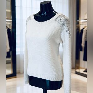 The Limited Ivory Women’s Sweater with Jeweled Detailing- Small, Like New